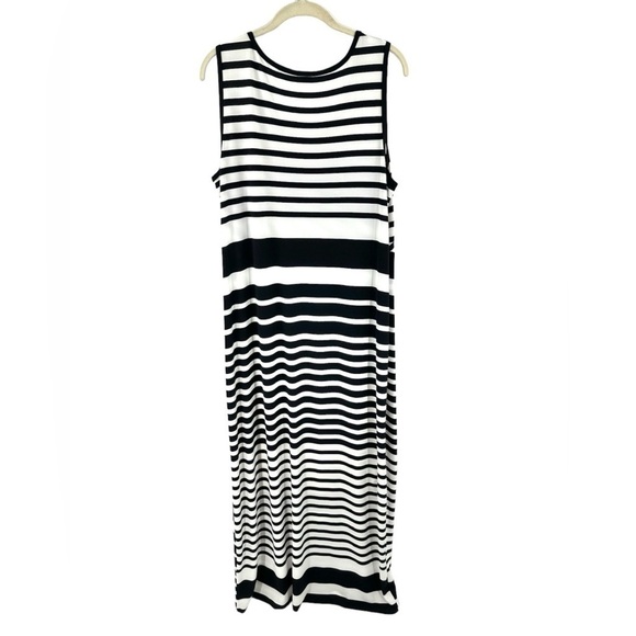 Chicos Collection Size 2 US 12 Large Knit Kit Diagonal Striped Maxi Dress Slinky - Picture 6 of 12